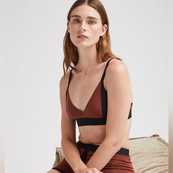 Richer Poorer Other - NWT Richer Poorer Women's Cotton Modal Classic Bralette black red mahogany